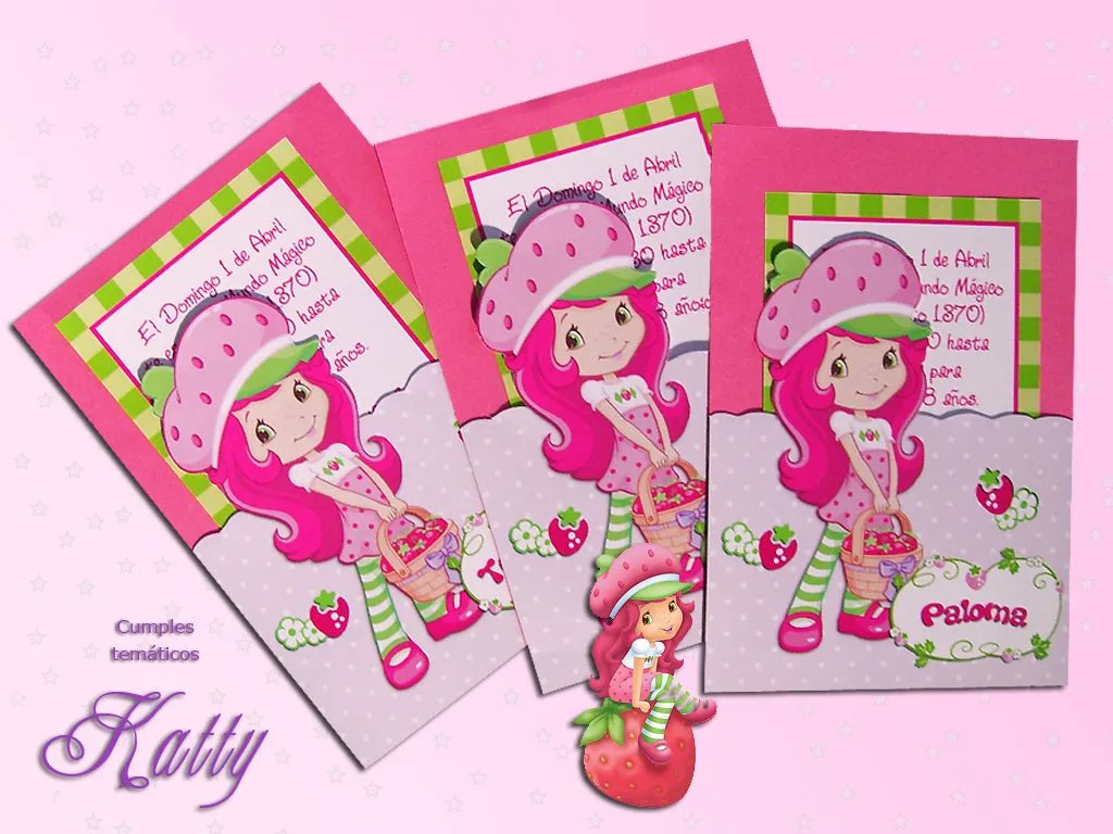 Cumples temáticos: Tarjetas de invitación de Frutillita