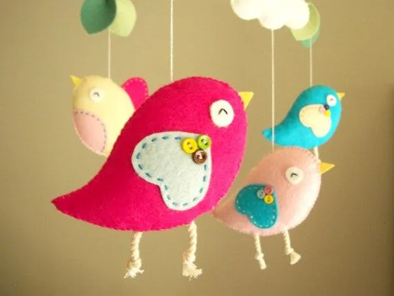 Cuna móvil pájaro móvil fieltro móvil móvil vivero por Feltnjoy Cuna móvil pájaro móvil fieltro móvil móvil vivero por Feltnjoy