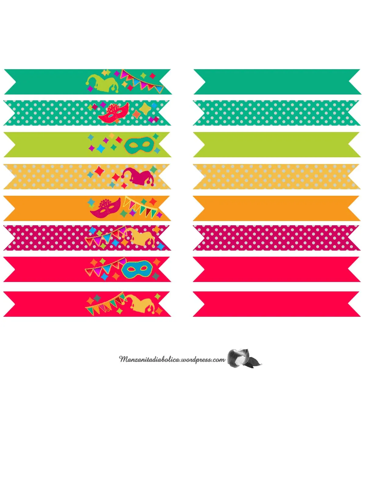 Cupcake flags toppers para carnaval | Manzanita Diabolica .
