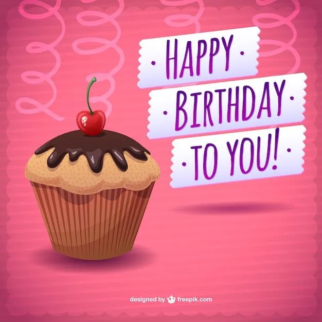 Cupcake con rótulo de feliz cumpleaños | Descargar Vectores gratis