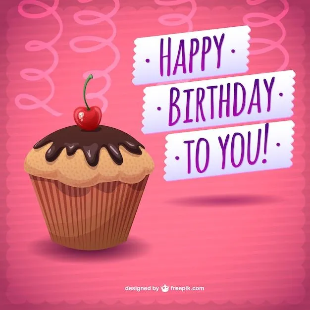Cupcake con rótulo de feliz cumpleaños | Descargar Vectores gratis Cupcake con rótulo de feliz cumpleaños | Descargar Vectores gratis