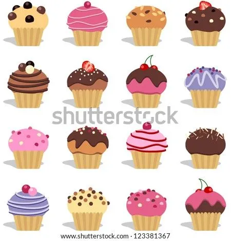 Cupcakes And Muffins Different Flavors And Colors Ilustración ... Cupcakes And Muffins Different Flavors And Colors Ilustración ...