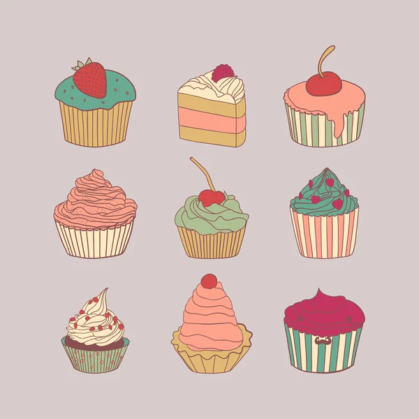 Cupcakes dulces vector conjunto. dibujos animados de deliciosos ... Cupcakes dulces vector conjunto. dibujos animados de deliciosos ...