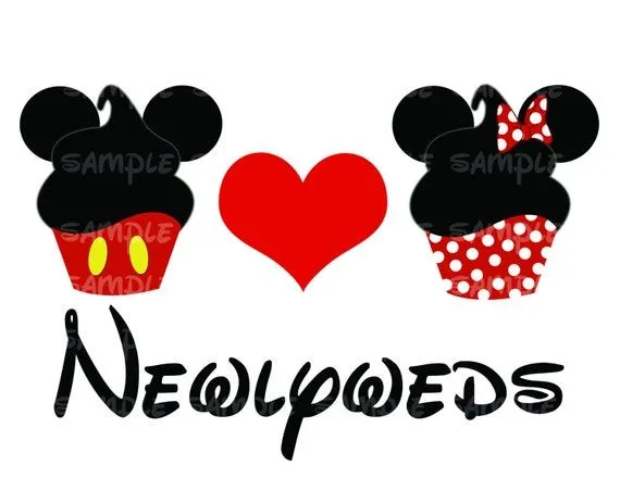 Cupcakes Mickey y Minnie recién casados para por CupcakePrintables