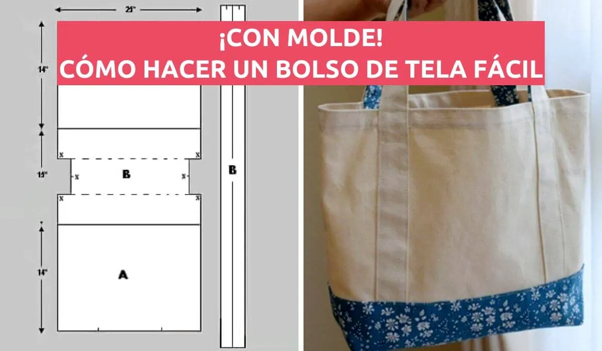 CURSO DE COSTURA: APRENDE CÓMO HACER UN BOLSO DE TELA FÁCIL. ¡Y TRAE MOLDE! - Manualidades eli CURSO DE COSTURA: APRENDE CÓMO HACER UN BOLSO DE TELA FÁCIL. ¡Y TRAE MOLDE! - Manualidades eli