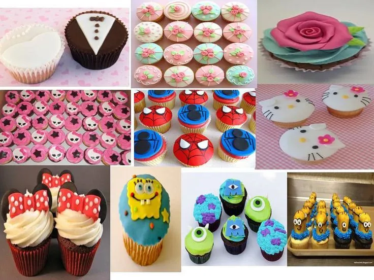cupcakes decorados con fondant relleno de nutella | pastelillos ... cupcakes decorados con fondant relleno de nutella | pastelillos ...
