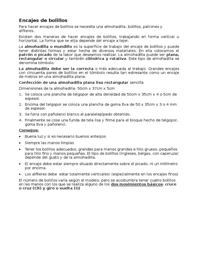 Curso de Encajes de Bolillos - Teoria 001 | PDF | Cordón | Nudo