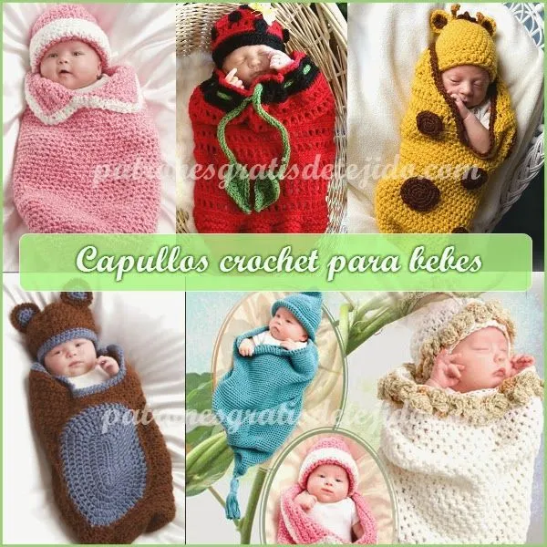 CURSO GRATIS DE CROCHET: Capullo o cocoon y gorro para bebés ...