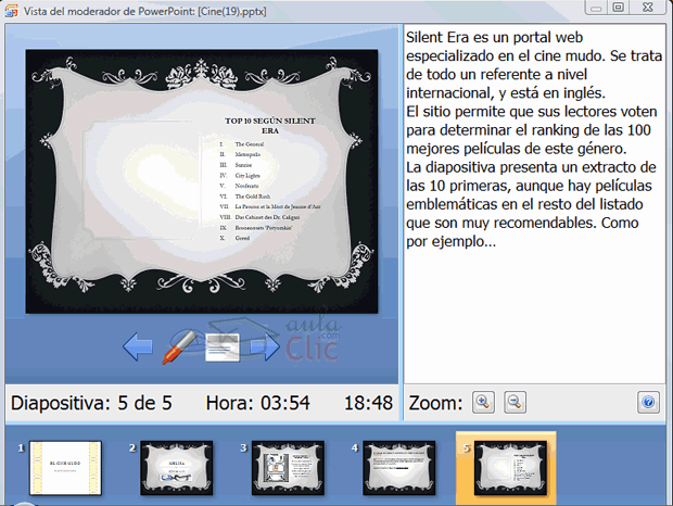Curso gratis de PowerPoint 2010. aulaClic. 7 - Notas del orador Curso gratis de PowerPoint 2010. aulaClic. 7 - Notas del orador