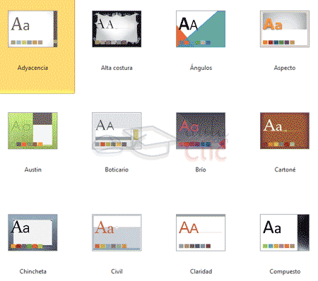 Curso gratis de PowerPoint 2010. aulaClic. 5 - Diseño