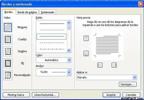 Curso gratis de Word 2003 - Aplicando Bordes | AulaFacil.com: Los ...