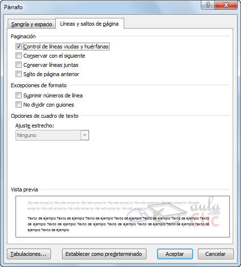 Curso gratis de Word 2010. aulaClic. 6 - Avanzado: Formato del párrafo Curso gratis de Word 2010. aulaClic. 6 - Avanzado: Formato del párrafo