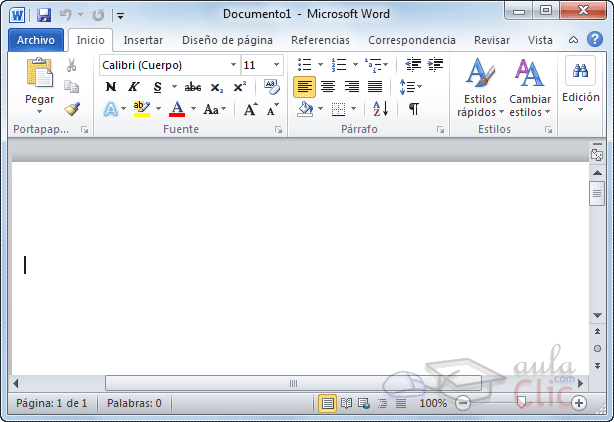 Curso gratis de Word 2010. aulaClic. 1 - Mi primer documento Curso gratis de Word 2010. aulaClic. 1 - Mi primer documento