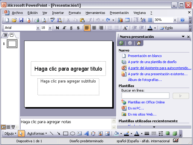 Curso de Microsoft PowerPoint 2003 gratis. Ej_Crear presentación ...