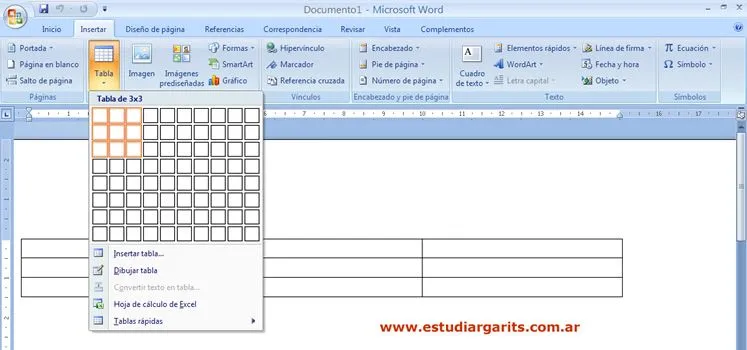 Curso Word trabajar con tablas