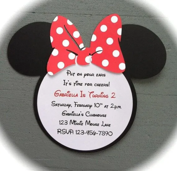 Handmade Inspired Minnie Mouse Invitations by GabbyCatCreations