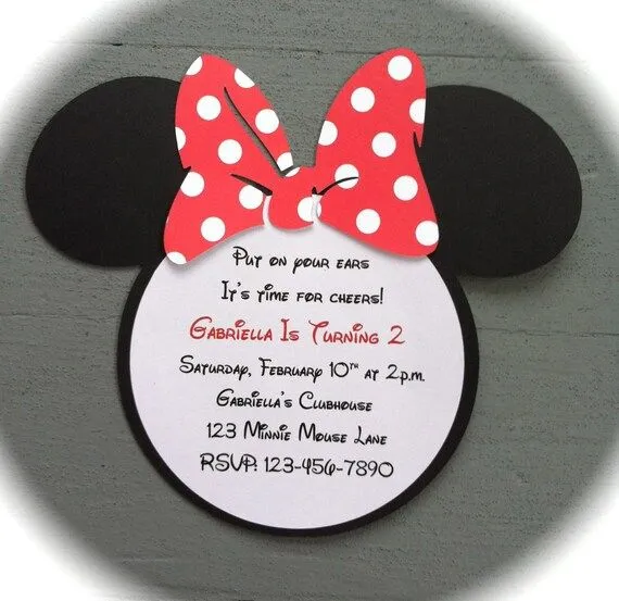 Handmade Inspired Minnie Mouse Invitations by GabbyCatCreations Handmade Inspired Minnie Mouse Invitations by GabbyCatCreations