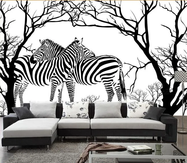 Custom zebra wallpaper, blanco y negro anaglifo árbol abstracto ...