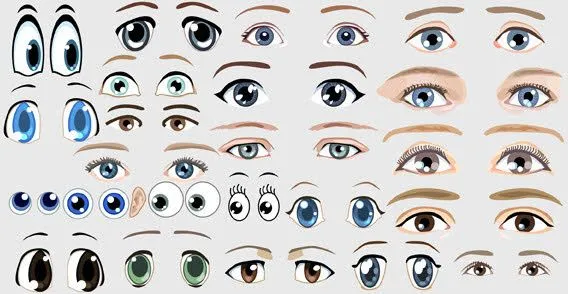 Vectores de diferentes tipos de ojos | Cute e Girly Vectores de diferentes tipos de ojos | Cute e Girly