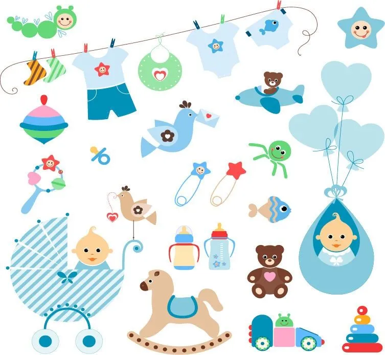 Cute Baby Elements Vector Set | Free Vector Graphics | All Free ...