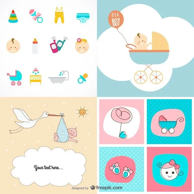 cute baby items theme vector material Vector | Free Download cute baby items theme vector material Vector | Free Download