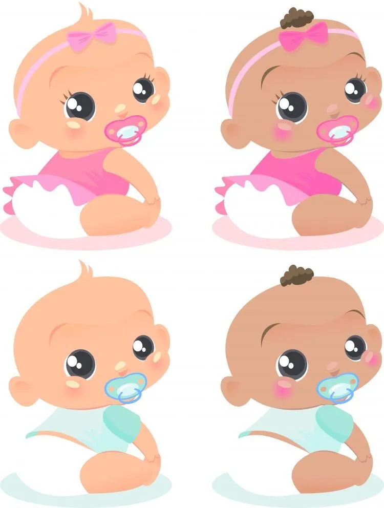 Cute baby vector of foreign Free Vector / 4Vector
