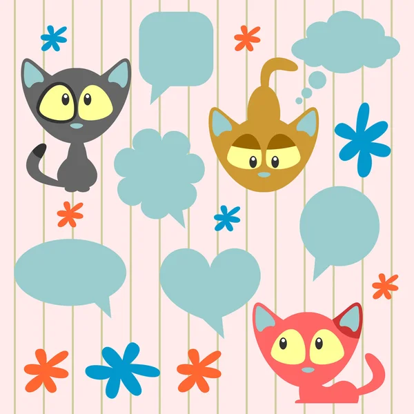 Cute dibujos animados gatitos y burbujas de discurso — Vector ... Cute dibujos animados gatitos y burbujas de discurso — Vector ...