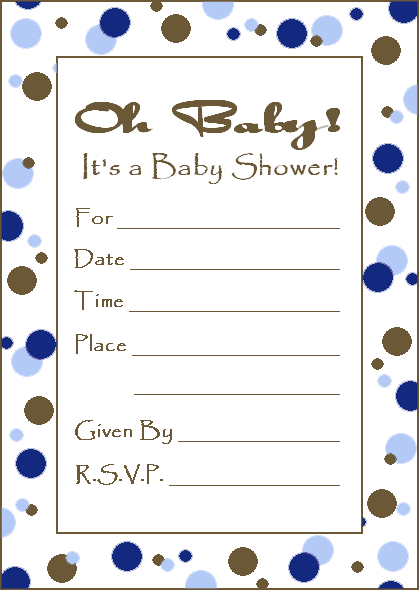 Cute Polka Dot Baby Boy Shower Invitation