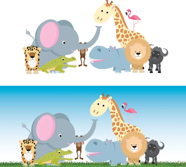 Cute wild safari animal cartoon set — Stock Vector © Joingate #4092086