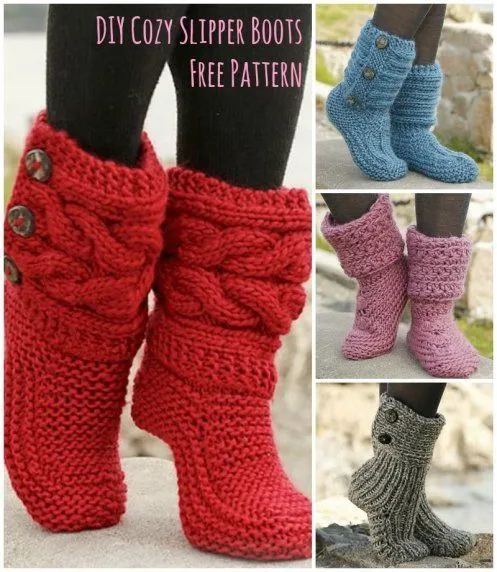 Cutest Knitted DIY: FREE Pattern for Cozy Slipper Boots | Patrón ... Cutest Knitted DIY: FREE Pattern for Cozy Slipper Boots | Patrón ...