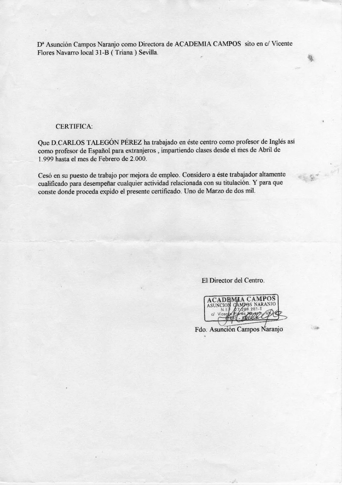 CV de Carlos Talegón Pérez