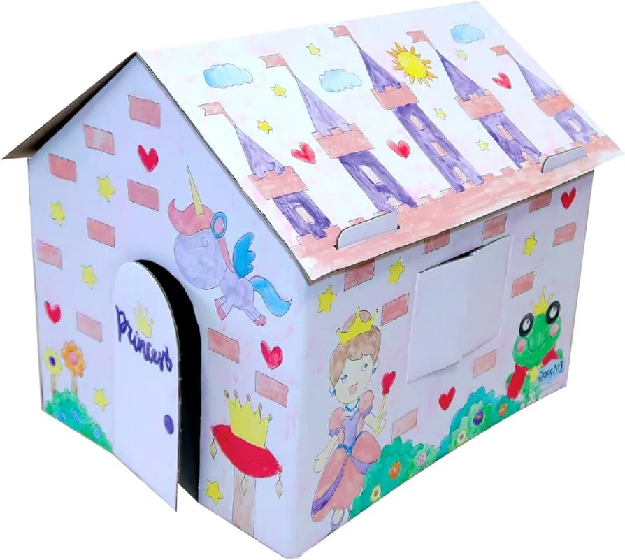 DaccArt - Casita Coloréame Cartón para niños / Modelo Princesa / Material y Juguete Didáctico / Actividad : Casa de cartón para armar, Colorear, Decorar y Jugar. Incluye Acuarelas y Pincel : DaccArt - Casita Coloréame Cartón para niños / Modelo Princesa / Material y Juguete Didáctico / Actividad : Casa de cartón para armar, Colorear, Decorar y Jugar. Incluye Acuarelas y Pincel :