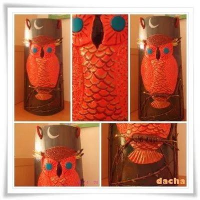 DACHA ARTESANA *: TEJA DECORADA -BUHO OJOS AZULES DACHA ARTESANA *: TEJA DECORADA -BUHO OJOS AZULES