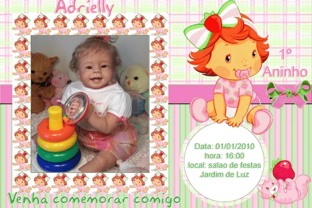 Convite da moranguinha baby - Imagui