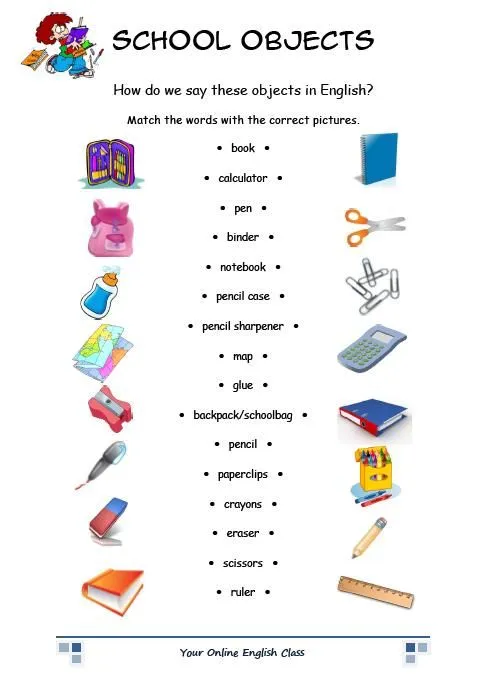 Daily Exposure to English: School objects