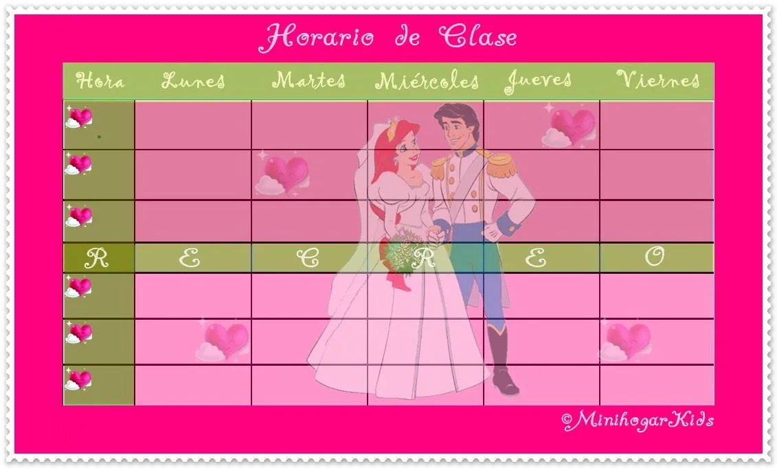 Horario de clases infantil princesas - Imagui