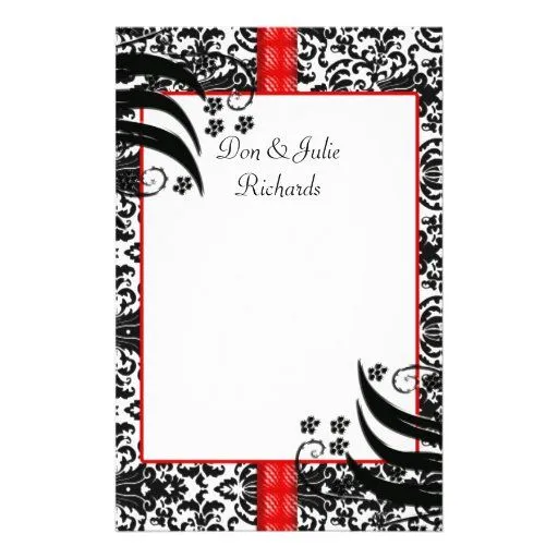 Damasco floral negro, blanco, y rojo papelería | Zazzle Damasco floral negro, blanco, y rojo papelería | Zazzle