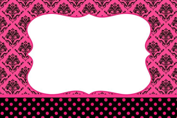 Damasco negro sobre fucsia: Invitaciones para Imprimir Gratis ... Damasco negro sobre fucsia: Invitaciones para Imprimir Gratis ...