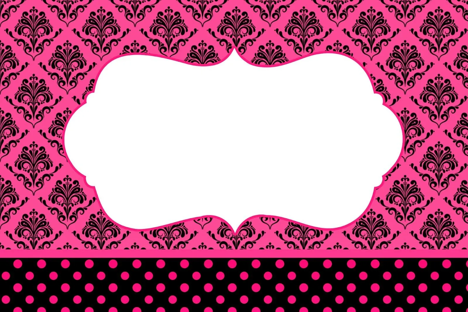 Damasco negro sobre fucsia: Invitaciones para Imprimir Gratis ...