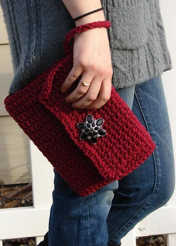 Dark Red Wrist Purse Wallet Evening Clutch por Purseonalitybymary