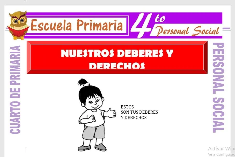 Nuestros Deberes y Derechos para Cuarto de Primaria – Escuela Primaria Nuestros Deberes y Derechos para Cuarto de Primaria – Escuela Primaria