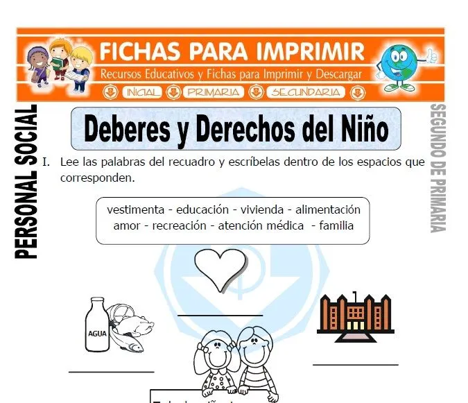 Deberes y Derechos del Niño para Segundo de Primaria - Fichas Gratis Deberes y Derechos del Niño para Segundo de Primaria - Fichas Gratis