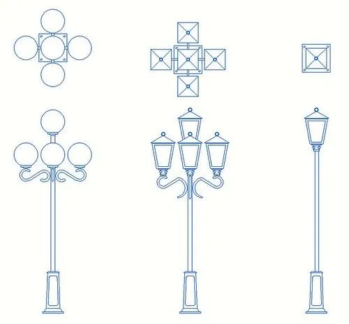 Descarga bloques de Farolas y Postes de luz para Autocad