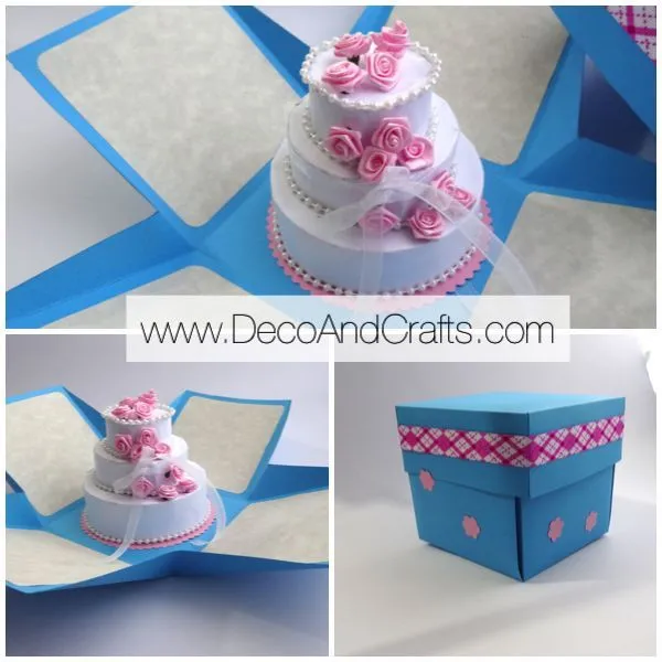 DecoAndCrafts: Tarjeta con pastel - Tarjeta explosiva DecoAndCrafts: Tarjeta con pastel - Tarjeta explosiva