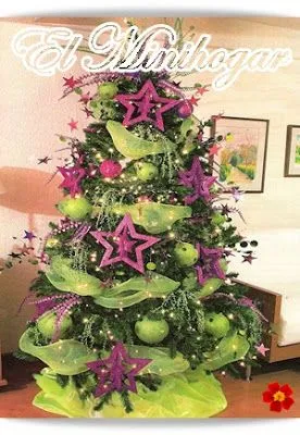 DECORA UN ÁRBOL DE NAVIDAD CON COLORES VERDES Y MORADOS