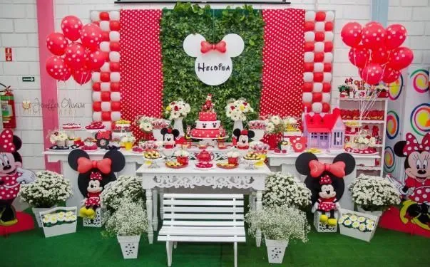 Decoração de festa infantil Clean e Provençal da Minnie Vermelha ...