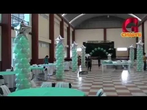 decoracion 15 años verde menta y plata - YouTube