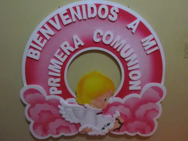 DECORACION CON ANGELES EN ICOPOR PARA FIESTAS DE PRIMERA COMUNION ...