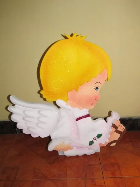 DECORACION CON ANGELES EN ICOPOR PARA FIESTAS DE PRIMERA COMUNION ...