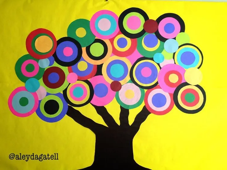 Árbol de color. Decoración en aula o biblioteca escolar. Se ...